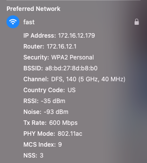 MCS Index and Spatial Streams for Mac OS