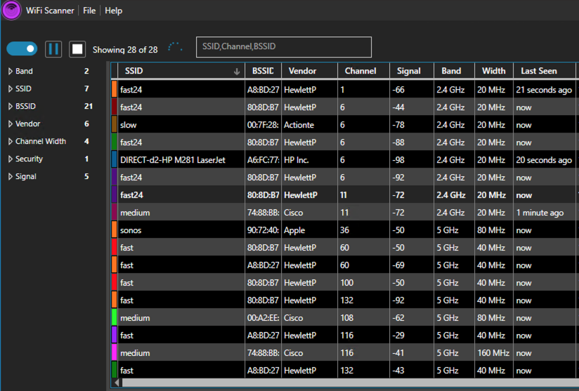 WiFi Scanner, A WiFi Explorer for Windows