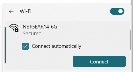 Windows Laptop connected to a 6 GHz network